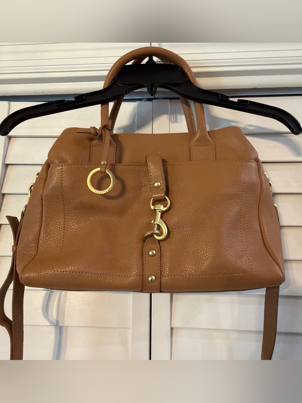 Lodis Texas Leather Morgan Satchel with Crossbody Strap Camel NWT - Picture 3 of 11